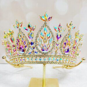 Diamond gold crown, princess crown, birthday party crown, Victorian crown